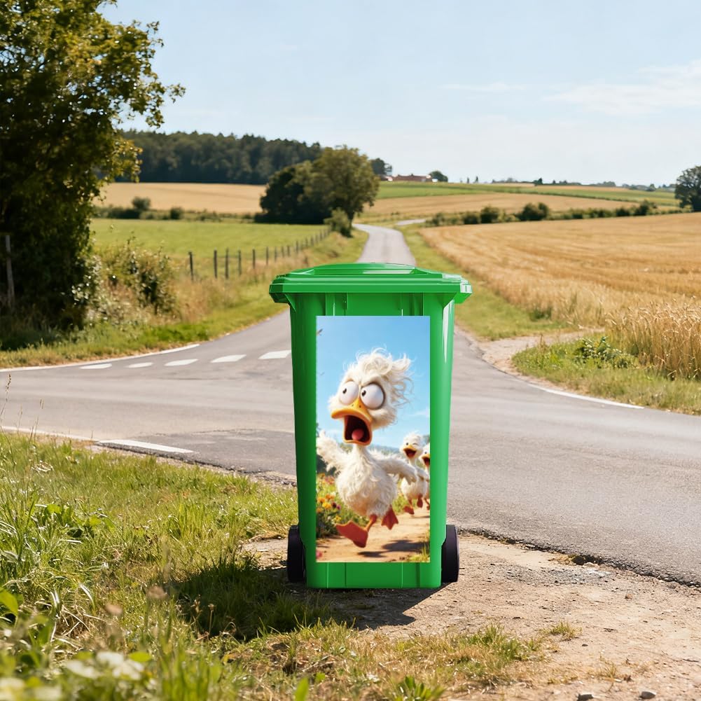 ANATTASOUL Mülleimer Aufkleber, 2 Blätter Mülltonnen Aufkleber 38×82cm Wütende Ente Selbstklebend Au