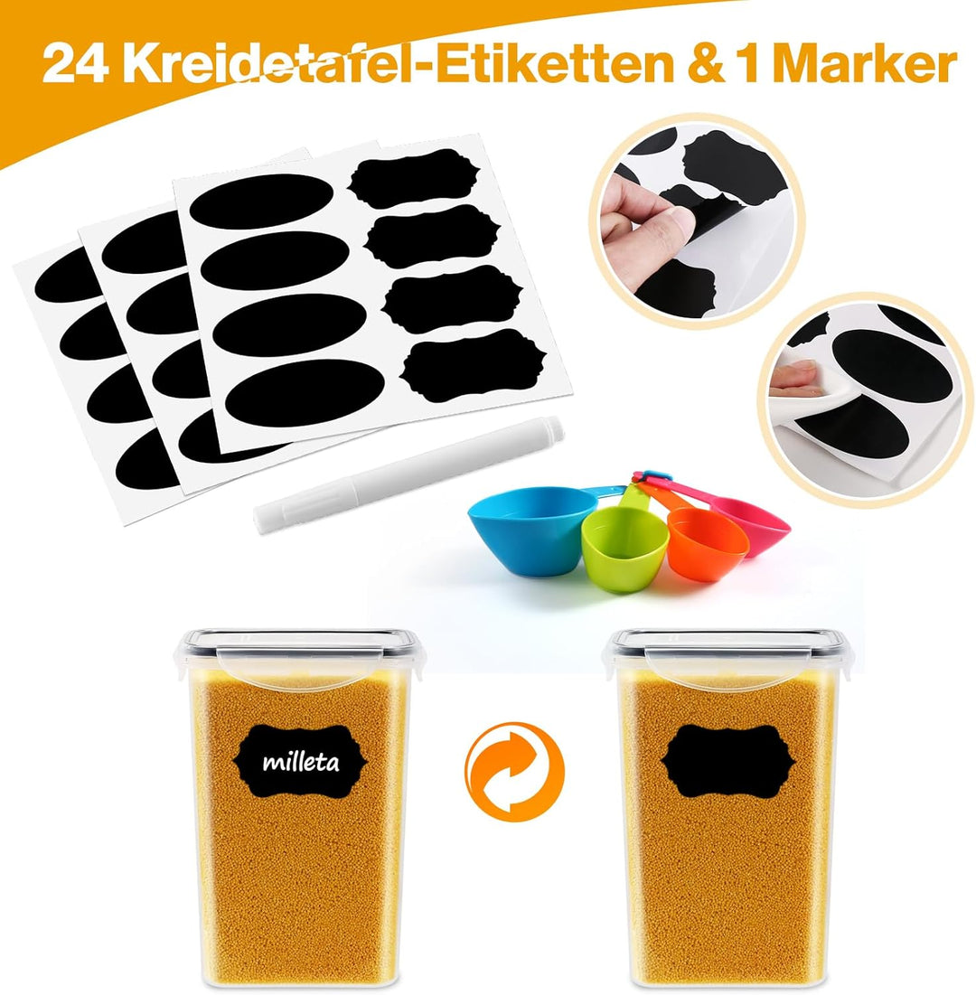 YASHE 24 Stück Vorratsdosen mit Deckel, Luftdicht Vorratsdosen Set, Kunststoff BPA-freie, Frischhalt