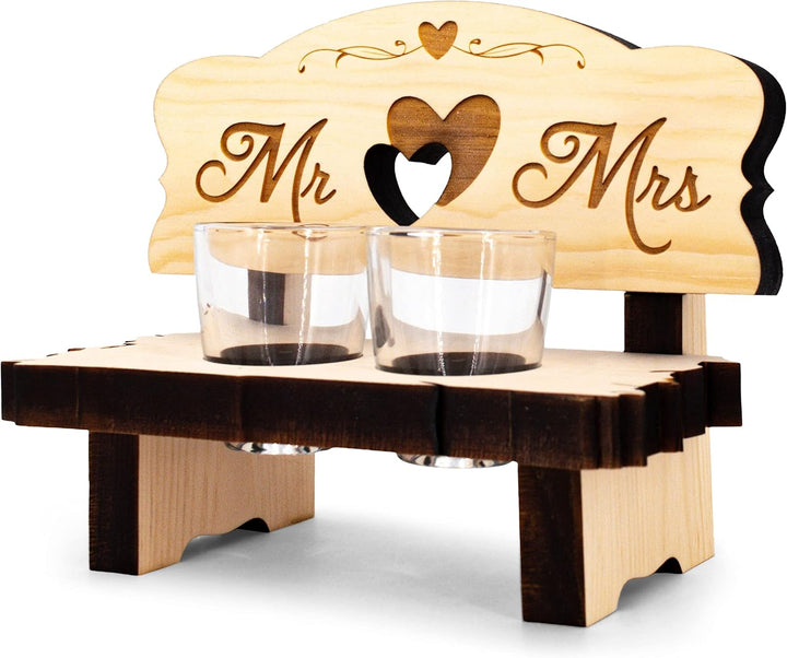 sagl.tirol Holz Schnapsbank mit Gravur [100% Natur] Mr und Mrs Geschenke I Hochzeitsgeschenke für Br