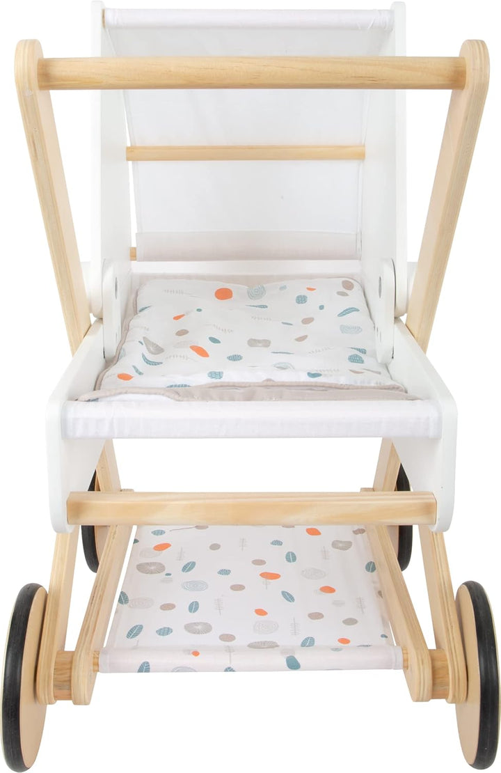small foot Puppenwagen Little Button aus Holz, multifunktionaler und hochwertiger Puppenkinderwagen,