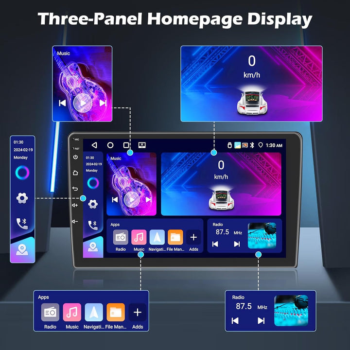 Hikity 4G+64G Autoradio Android 15 für FIAT 500 2007-2015 mit 9-Zoll-Touchscreen, Stereo 2 DIN mit W