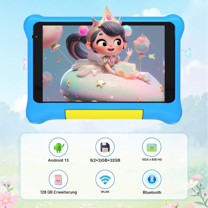 Laptok Kinder Tablet 7 Zoll, Android Tablet für Kinder, 5GB RAM+32GB ROM+128GB Erweiterbar, Wi-Fi, B
