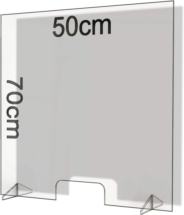 Spuckschutz aus Plexiglas mit 4mm, 50x70cm Virenschutz Hustenschutz Niesschutz, Thekenaufsatz Tischa