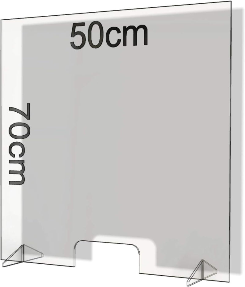 Spuckschutz aus Plexiglas mit 4mm, 50x70cm Virenschutz Hustenschutz Niesschutz, Thekenaufsatz Tischa