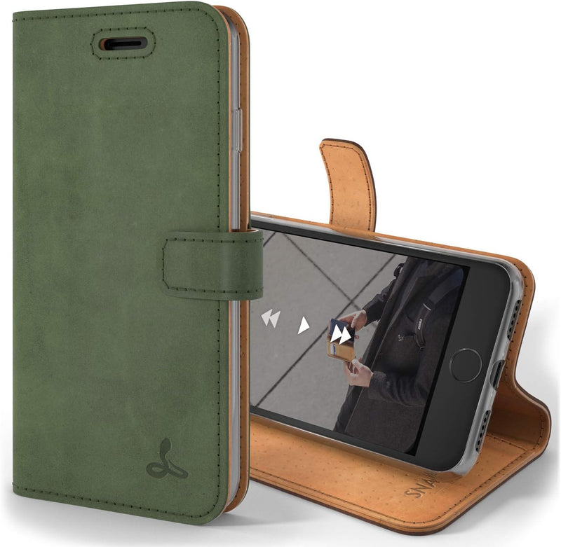 Snakehive iPhone 8 Hülle Leder | Stylische Handyhülle mit Kartenhalter & Standfuss | Handyhülle Schu