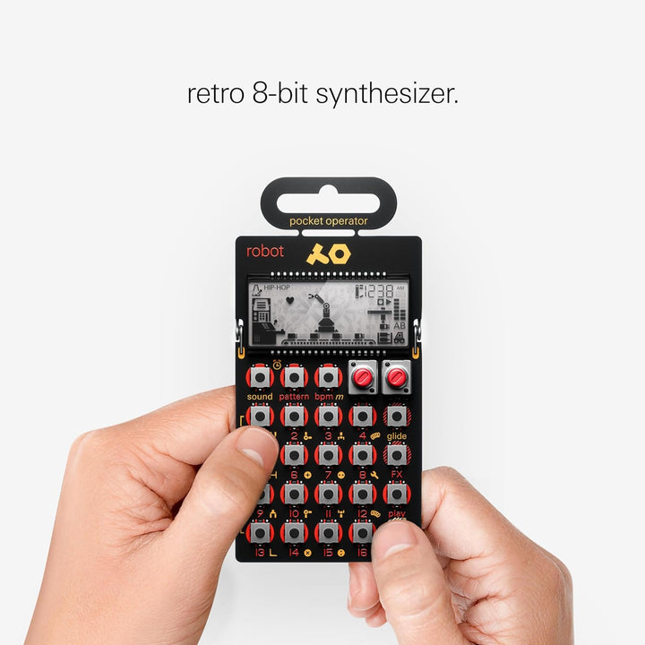 Teenage Engineering PO-28 robot Synthesizer und Sequencer (Pocket Operator mit 8-bit Sounds, LCD Dis