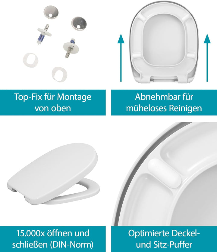 Calmwaters WC-Sitz für Ideal Standard Connect | Toilettensitz Absenkautomatik | Duroplast | Take-Off
