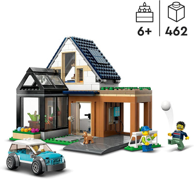 LEGO 60398 City Familienhaus mit Elektroauto, Puppenhaus Set mit Spielzeugauto und Zubehör, Bauen mi