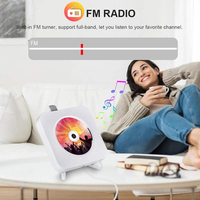 Tragbarer CD Player, Qoosea Wandmontierbar Bluetooth Eingebaute HiFi-Lautsprecher für Kinder, Music