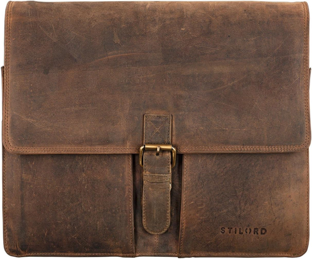 STILORD 'Magnus' Vintage Konferenzmappe Leder A4 Aktenmappe Aktentasche Dokumentenmappe für 13,3 Zol