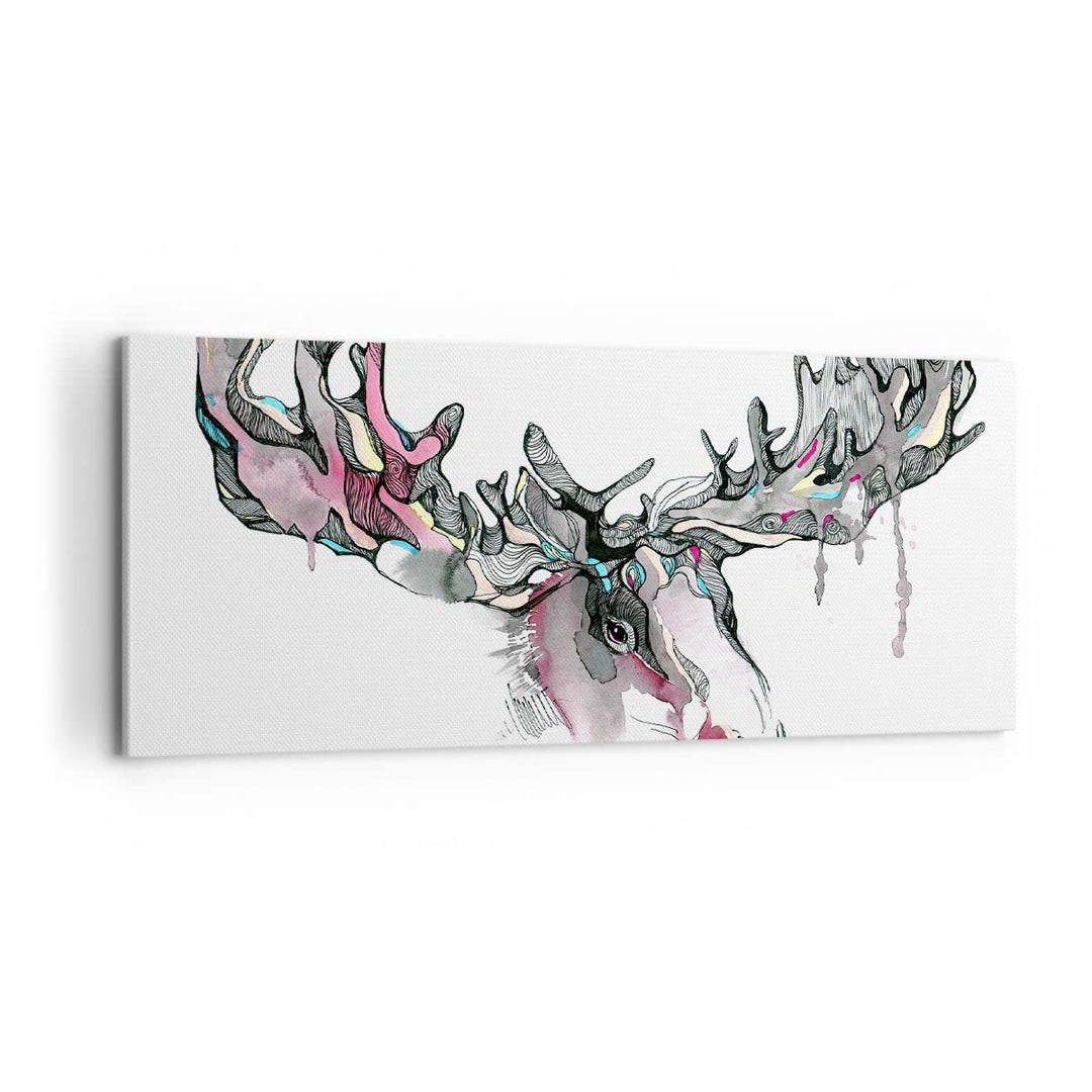 Panorama Bilder auf Leinwand 100x40cm Leinwandbild Moose Bunt Kopf Abbildung Gross Wanddeko Bild Sch