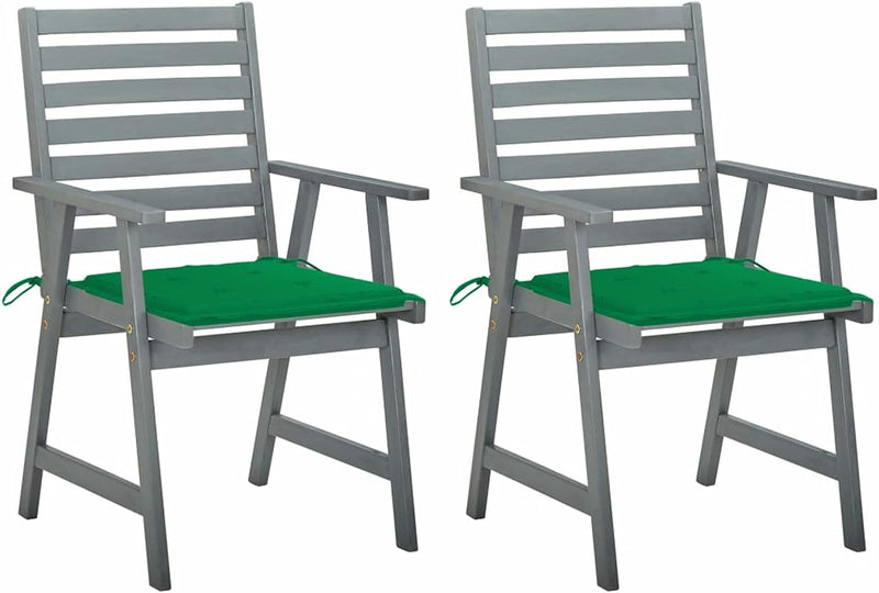 Tidyard 2 STK.Garten-Essstühle mit wasserdichte Grüner Kissen Gartenstühle Lattendesign Armlehnenstu