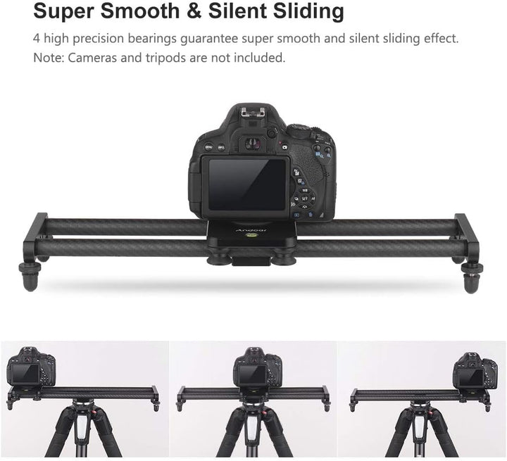 Andoer 40cm / 15inch Kohlefaserkamera Track Slider Video Stabilisator Schiene mit Mini-Kugelkopf-Tel