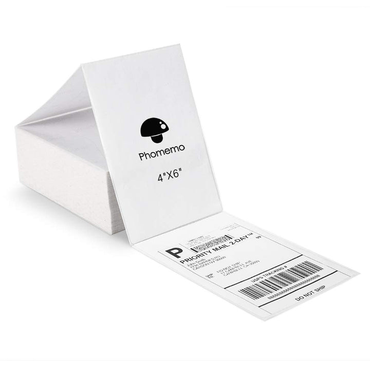 Phomemo 4"x6" Thermal Direct Shipping Etikett,500 Stk 4x6 selbstklebendes Thermo-Versandetikettenpap