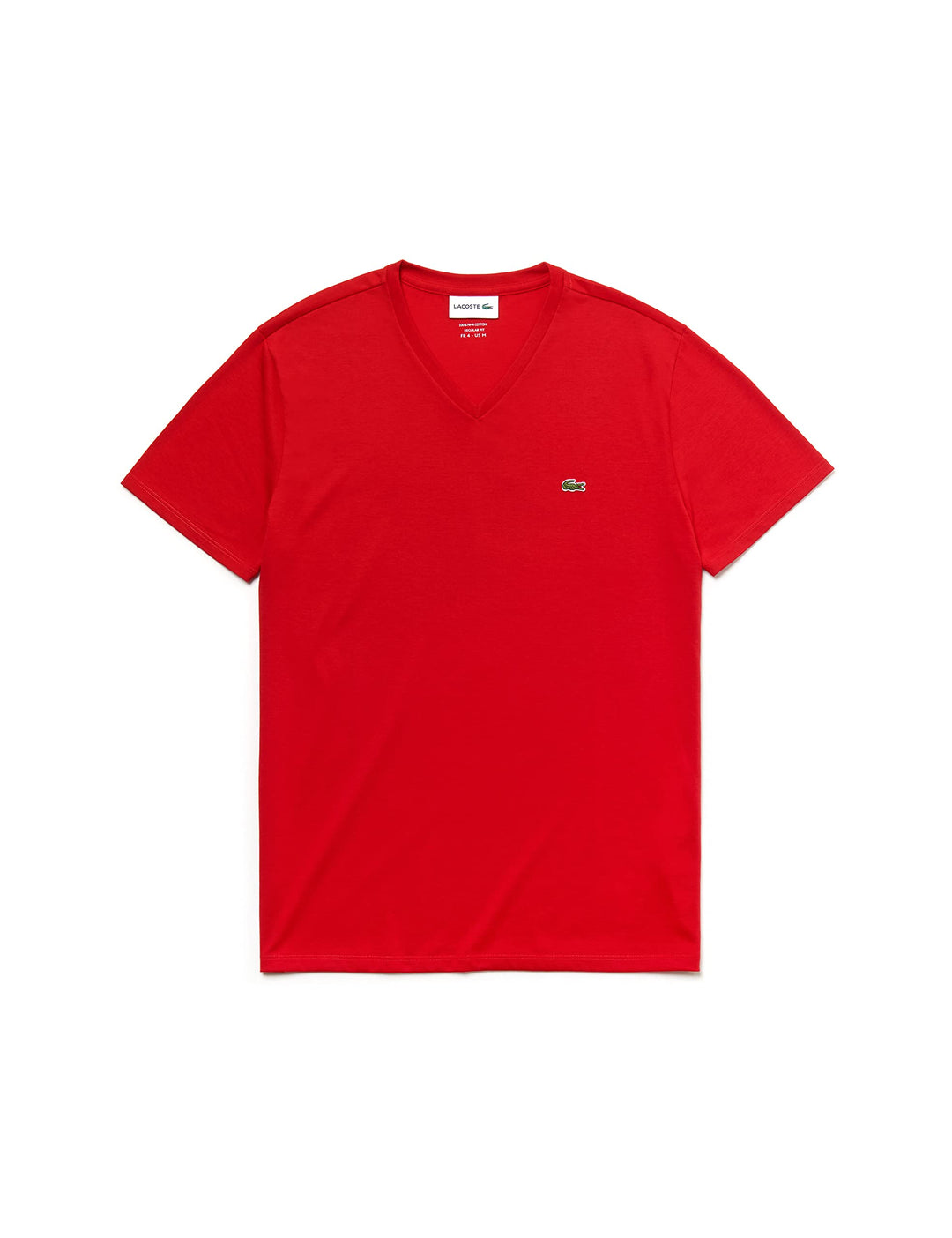 Lacoste Herren Short Sleeve V Neck Pima Jersey T-Shirt L Rouge, L Rouge