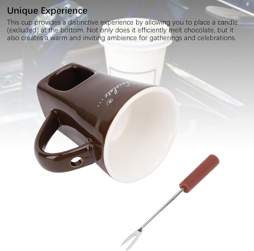 Agatige Keramikschokoladenschmelzmolkerte, Mini Fondue Coffee Coffee Tasse Fondue Pot Set mit Gabel