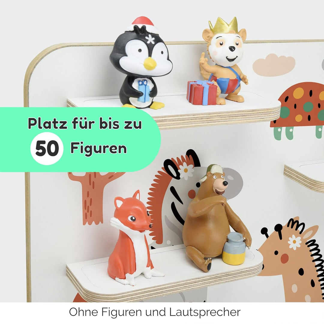 stadtecken Holzregal für Musikbox I Geeignet für die Toniebox und ca. 50 Tonies I Perfekte Tonie Auf