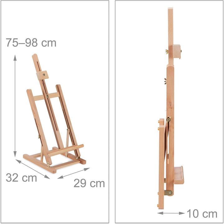 Relaxdays Tischstaffelei, neigbar, höhenverstellbar, bis DIN A3, Mini Staffelei HxBxT 98 x 29 x 32 c