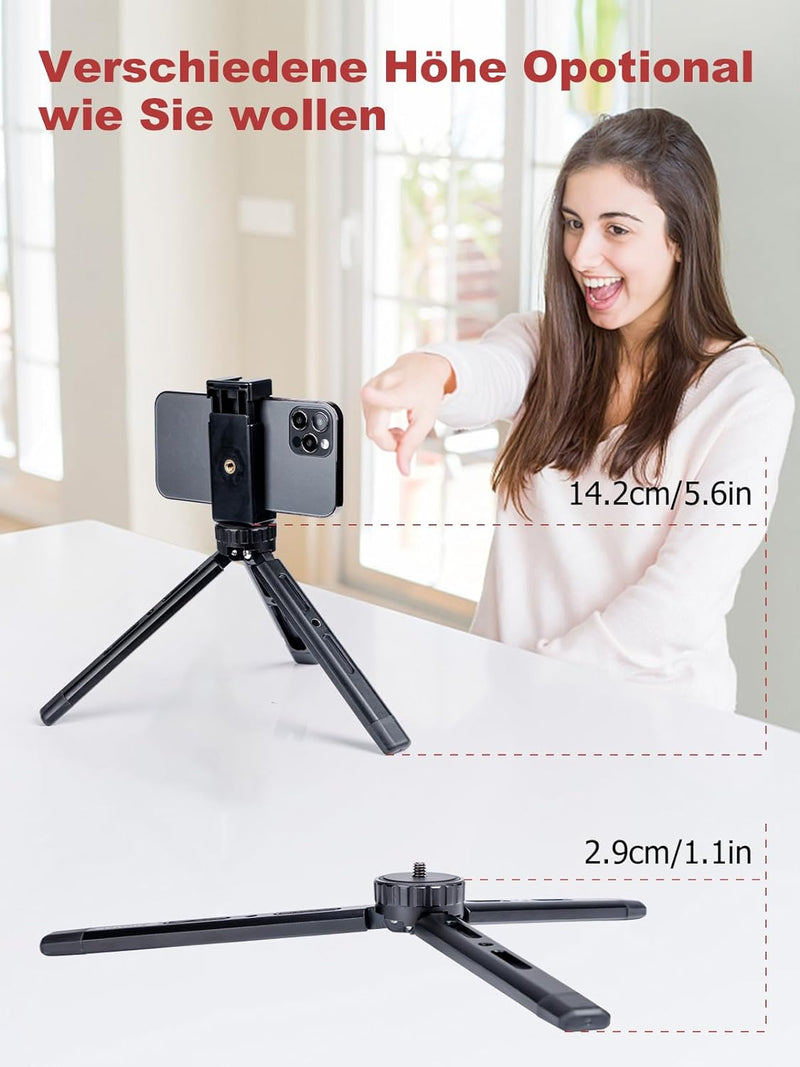 Mini Stativ, Moman Klein Dreibein Tischstativ Tripod Kamerastativ Ständer aus Aluminium mit 1/4 und