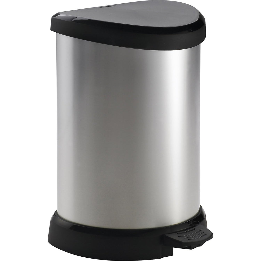 Curver Decobin Metal Abfallbehälter Deco 20L in schwarz/Silber metallic, Plastik, 30.3 x 26.8 x 44.8