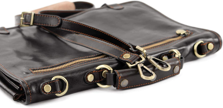 modamoda de - A006 - ital. Business Laptop Akten Tasche Leder Dunkelbraun, Dunkelbraun