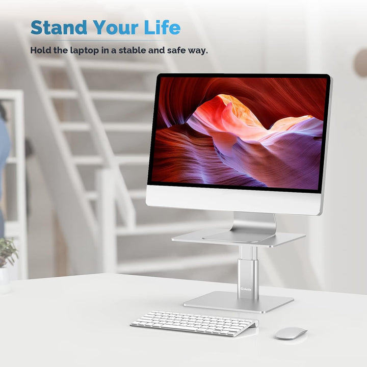 GOKEDA Monitor-Ständer, höhenverstellbar, aus Metall, kompatibel mit Laptop, Computer, Display, iMac