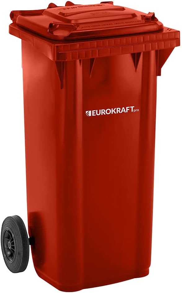 eurokraft | Mülltonne aus Kunststoff DIN EN 840 | Volumen 120 l | BxHxT 505 x 1005 x 555 mm | rot