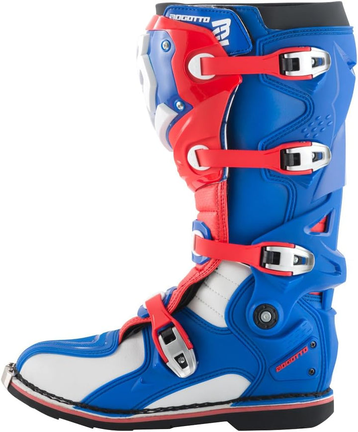 Bogotto MX-7 S Motocross Stiefel, blau/weiss/rot, 44, Blau Weiß Rot 44 EU