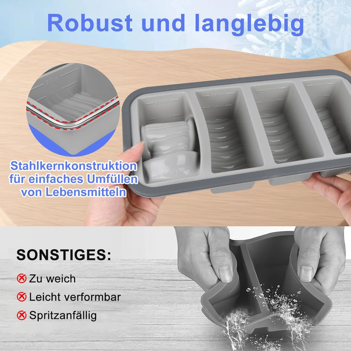 Gefrierbehälter Suppen Einfrieren Behälter Grosse Eiswürfelform 2Stk Silikon Eiswürfelform Mit Decke