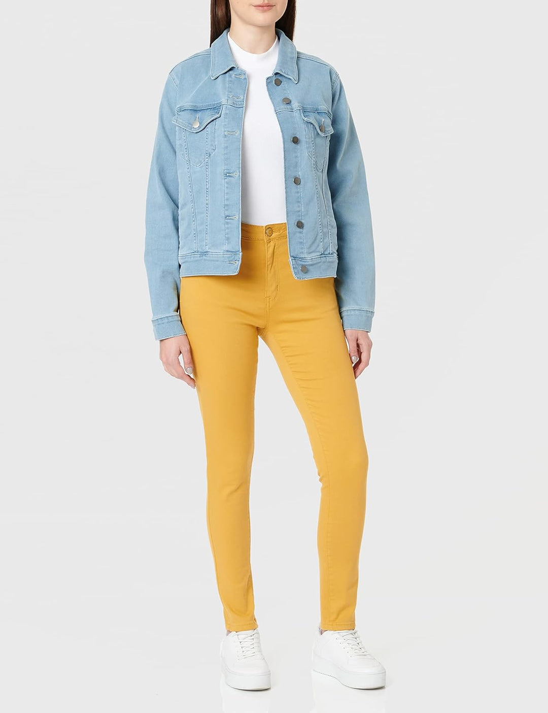 Nina Carter P109 Damen Skinny Fit Jeans High Waist Slim Hose Figurbetonte Stretch Jeanshose XS (Senf
