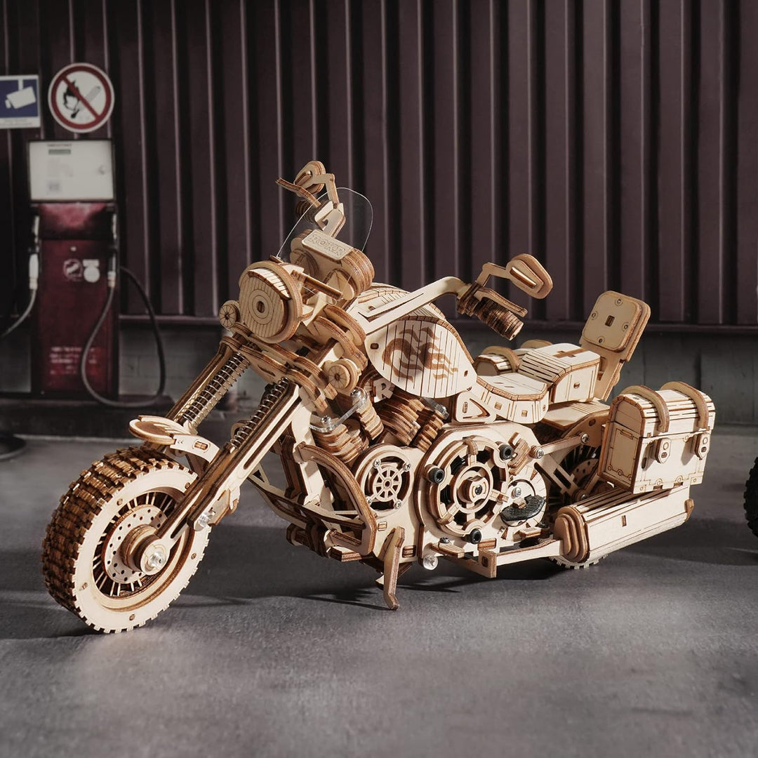 ROKR 3D Puzzle Holzbausatz Mechanische Getriebe Modell Cruiser-Motorrad für Kinder Erwachsene, Cruis