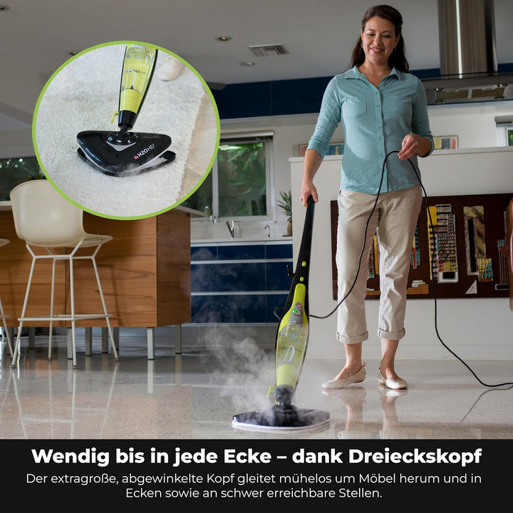 H2O HD Dampfreiniger &amp; Dampfbesen - Tötet 99,9% der Bakterien ohne Reinigungschemikalien (H20 HD Ste