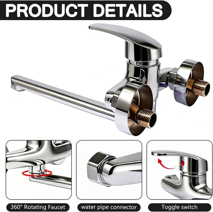 Wasserhahn Wandmontage Wasserhahn 360 Grad Drehbar Wandarmatur für Spülbecken Wall Mounted Tap Drehb