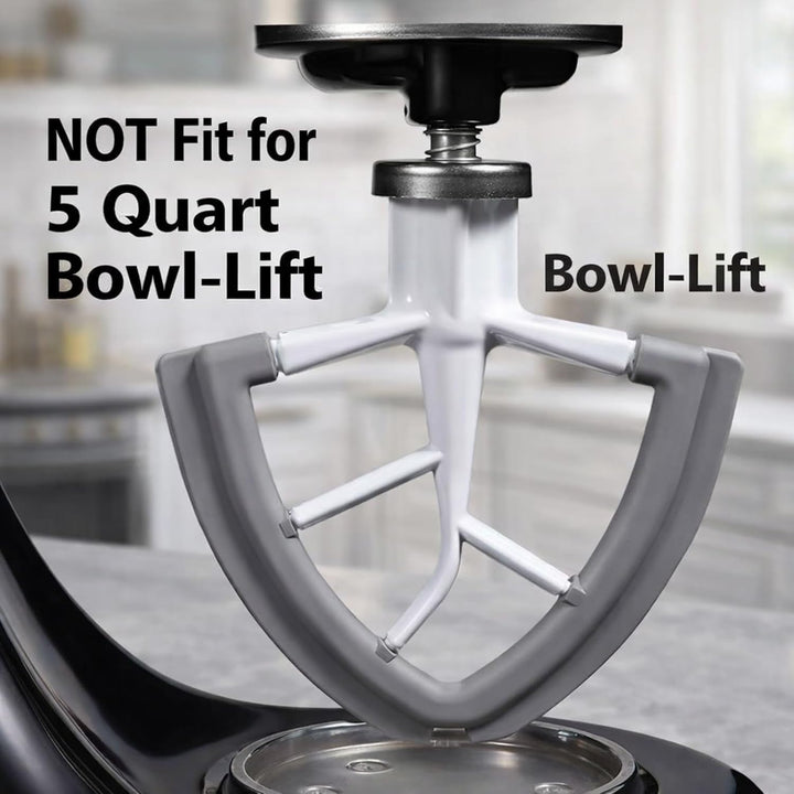 Flex Edge Schlägel für KitchenAid 4.5-5QT, Lebensmittelechter Flachrührer mit Silikon-Kanten & 2 Kab