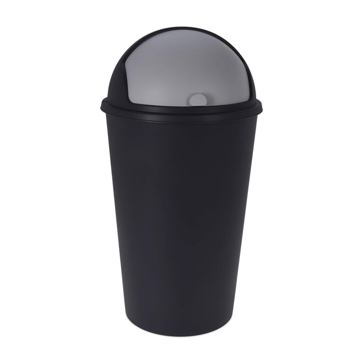 Spetebo XL Abfalleimer mit Schiebedeckel schwarz - 25 L - Runder Mülleimer mit Kuppel Deckel - Kosme