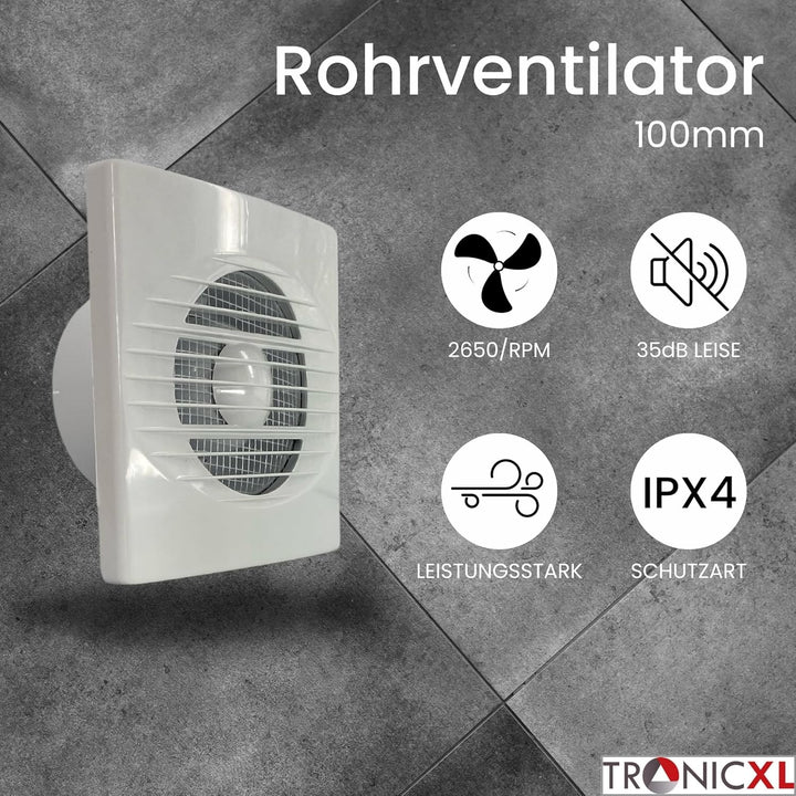 IPX4 15W 100mm Abluft Zuluft Grow Lüfter Ventilator für Homebox mit Fliegengitter Growbox Growschran