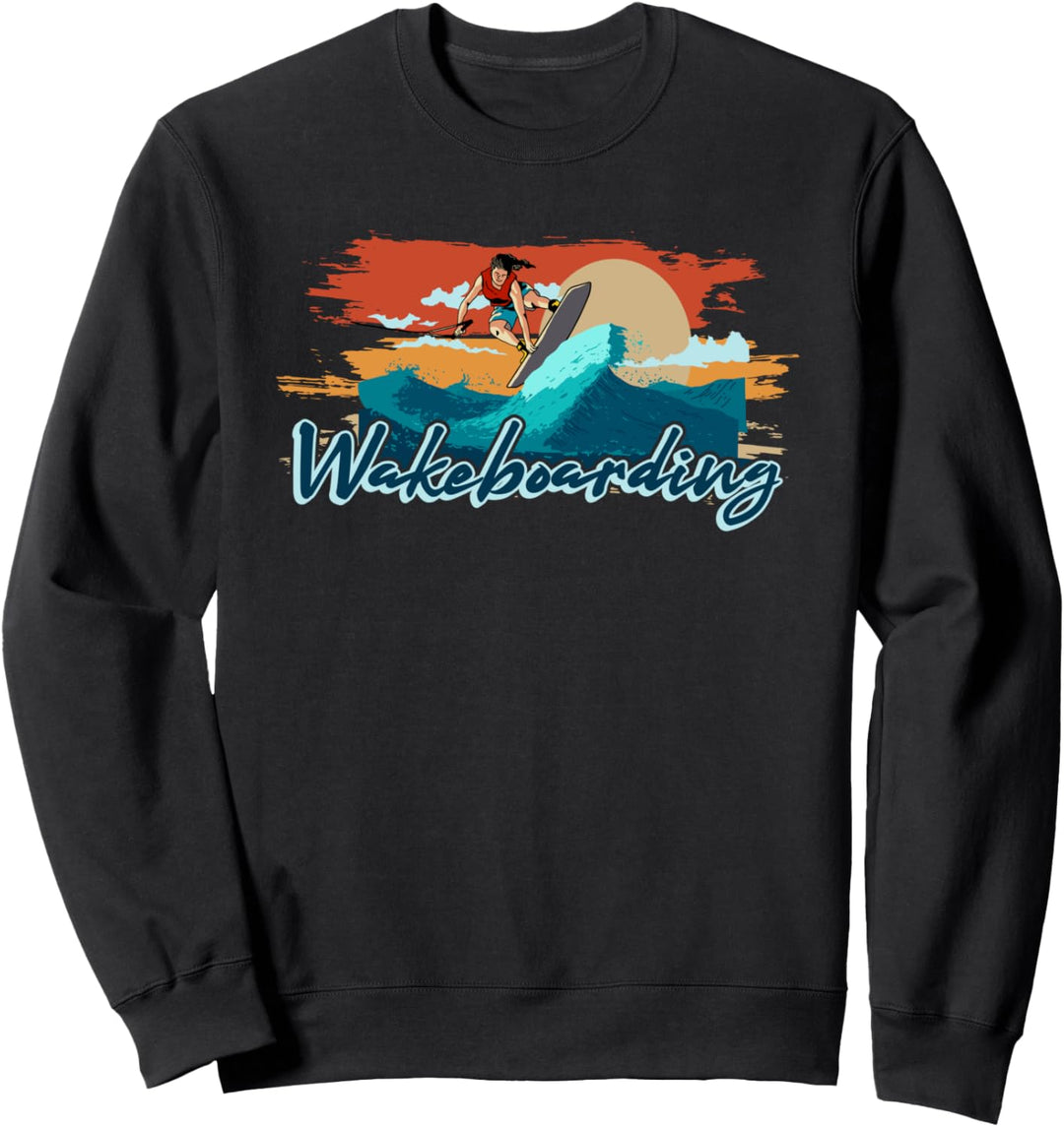 Cooles Retro Wakeboard Geschenk Action Wassersport Sweatshirt