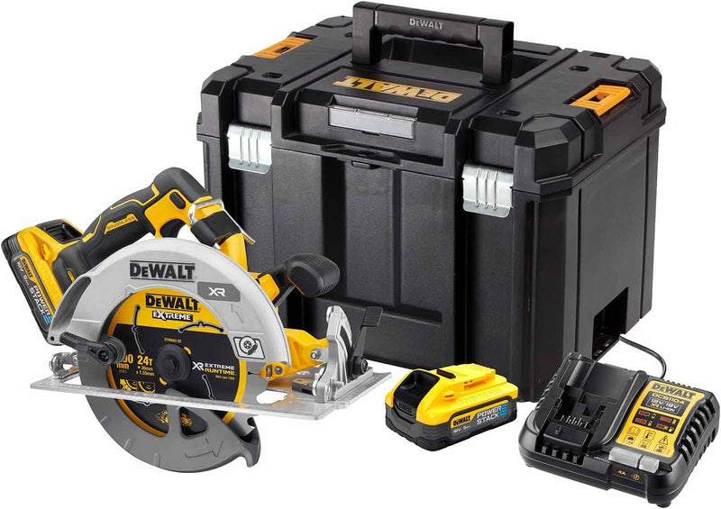 DeWALT Akku-Handkreissäge DCS573H2T-QW 18V 5Ah, Ø190mm Sägeblatt, Akku-Kreissäge inkl. Powerstack-Ak