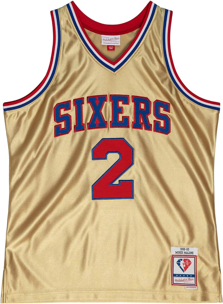 Mitchell & Ness NBA 75th Anniversary Swingman Jersey - Gold S Philadelphia 76ers - Malone, S Philade
