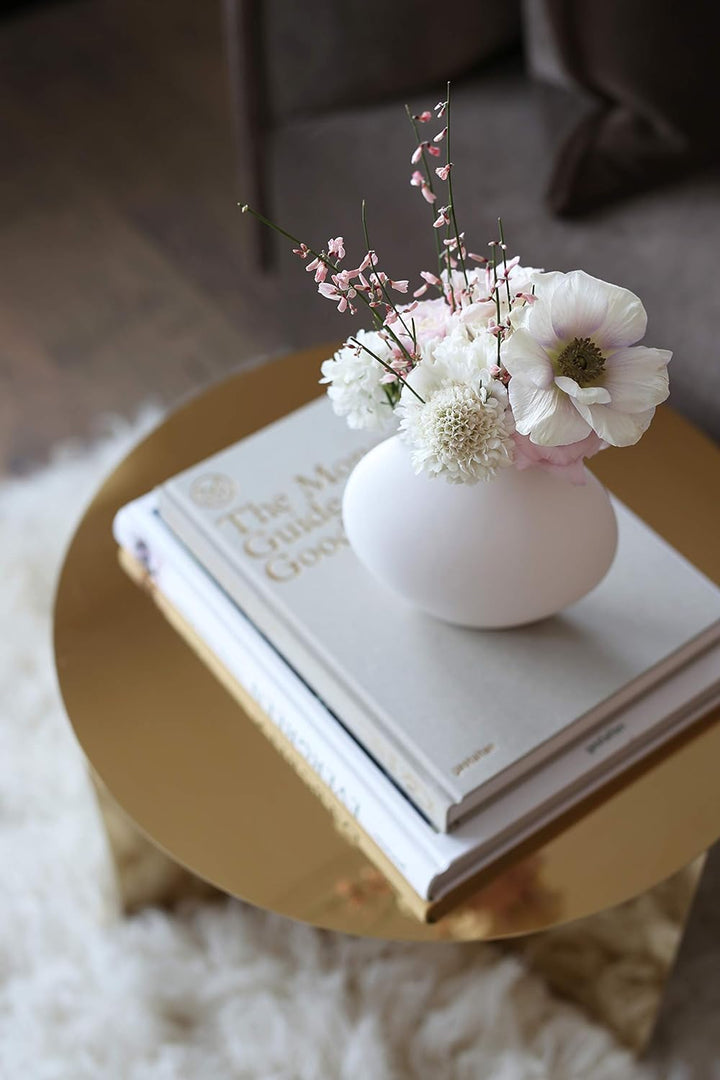 Cooee Design Vase Pastille aus Keramik in der Farbe Weiss Handgefertigt, Durchmesser: 15cm, Höhe: 14