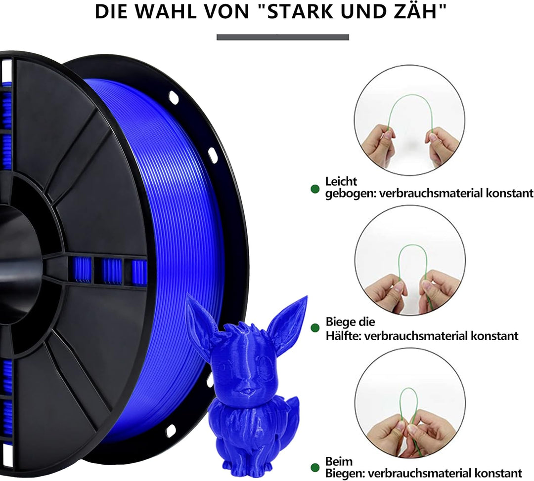 iBOSS PLA Plus3D-Druckerfilament, ozeanblau, hartes und langlebiges PLA+-Filament, 1,75 mm +/- 0,02