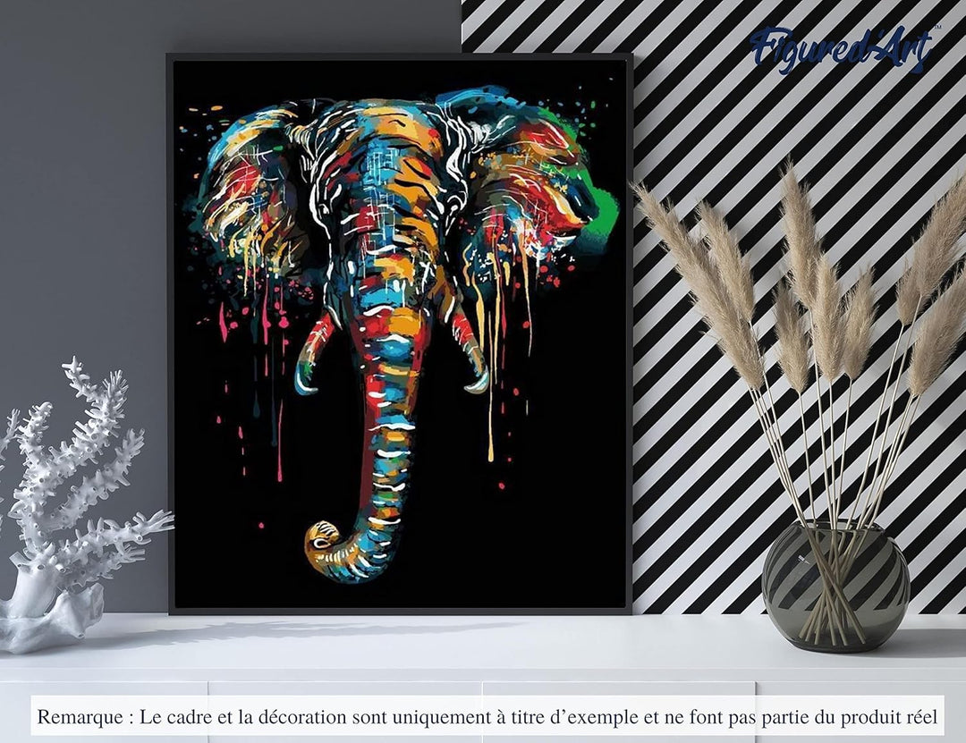 Figured'Art Malen Nach Zahlen Erwachsene Mit Rahmen Elefanten Malerei - Paint by Numbers Basteln DIY