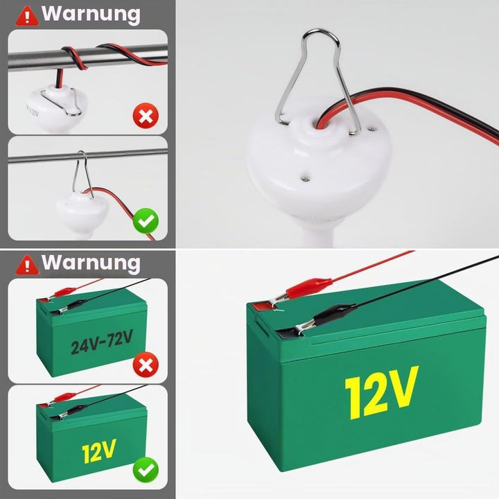 DC 12V Tragbarer Deckenventilator 19.7" Mini Hängender für Camping Zelt, Outdoor RV Pavillon - Batte
