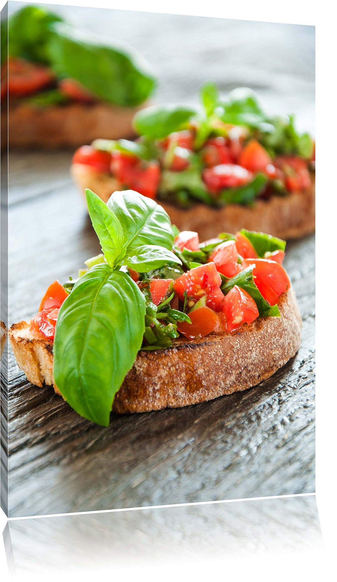 Köstliche Tomaten Bruchetta Format: 100x70 auf Leinwand, XXL riesige Bilder fertig gerahmt mit Keilr