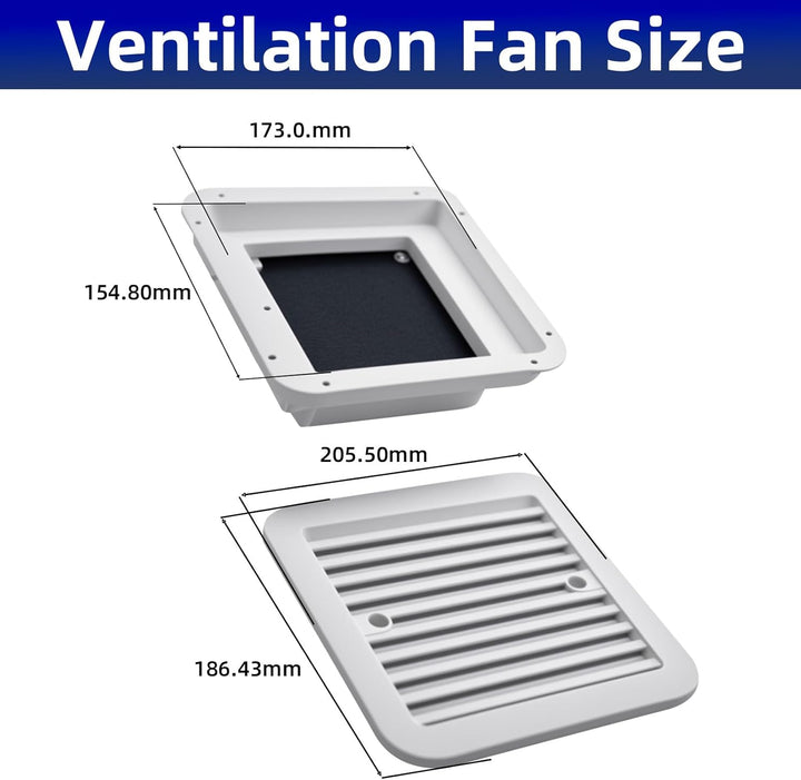 Riloer Weiss RV Caravan Vent Side Exhaust Vent 12 V RV Cooling Dust Fan, RV One Way Dust Vent Fan