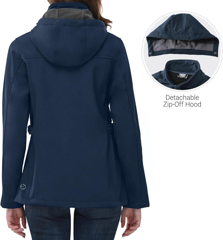 Outdoor Ventures Damen Softshelljacke Kurze Gefütterte Funktionsjacke Wasserdichte Übergangsjacke mi