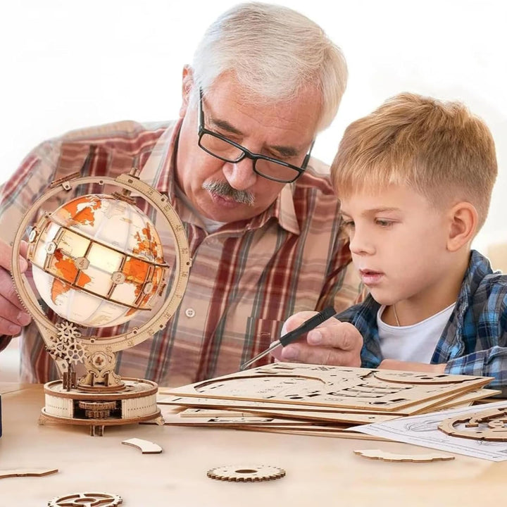 ROKR Leuchtender Globus Modellbausätze,3D Holzpuzzle Erwachsene,STEM Schreibtischdekoration Geschenk