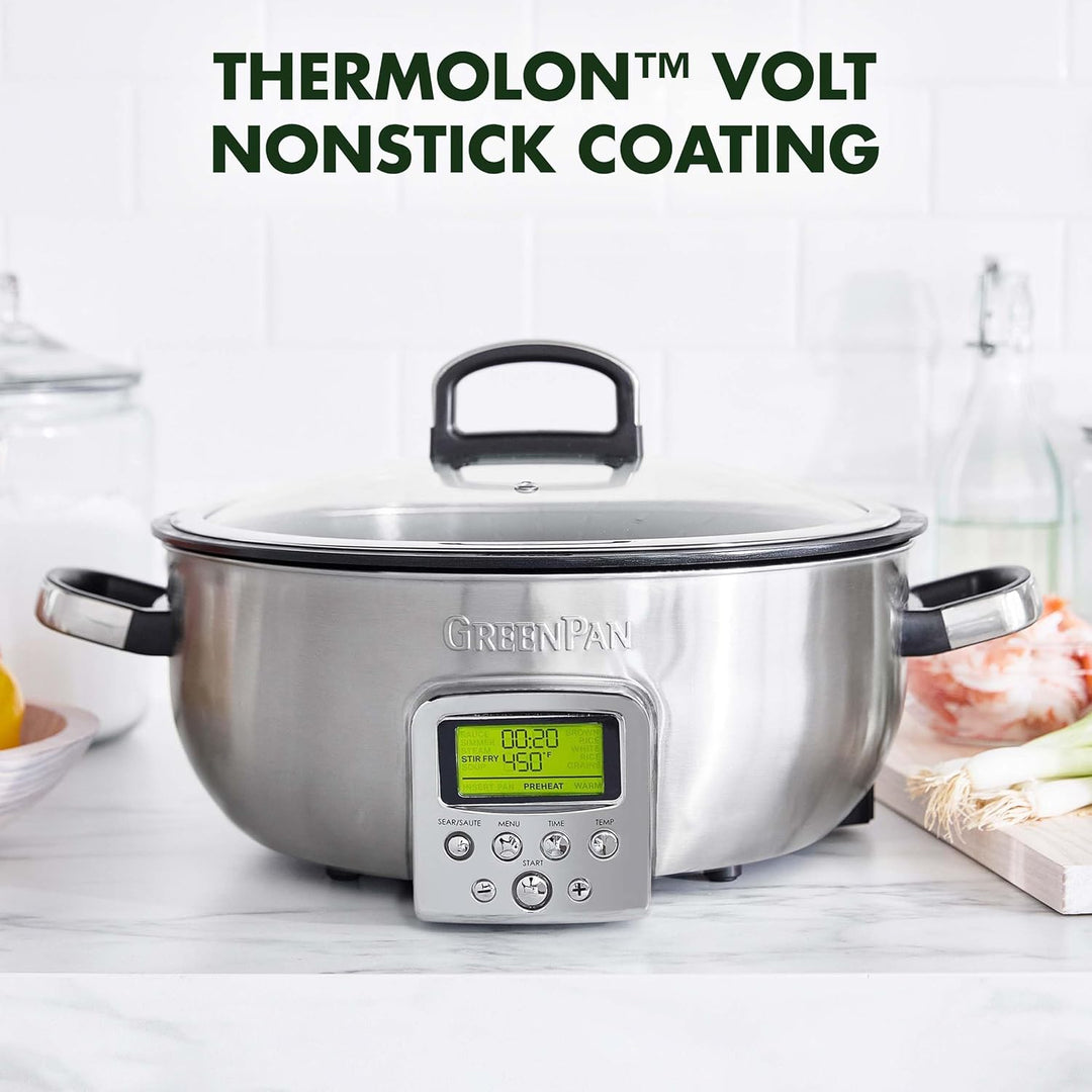 GreenPan Elite Wesentlich Schlau Elektrisch 5.6L Bratentopf,Einfache Brat- Sautier- Rühr- und Reisko