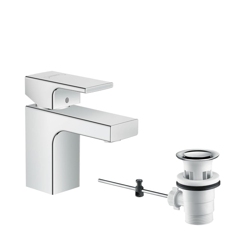 hansgrohe Waschtischarmatur Vernis Shape, Wasserhahn Bad mit Auslauf Höhe 70 mm, mit Zugstange, Bada