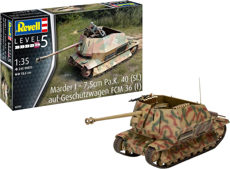 REVELL 03292 03292-Marder I auf FCM 36 Base 1:35 Militär originalgetreuer Modellbausatz für Experten